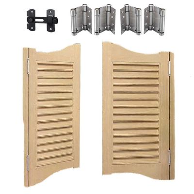 Solid Wood Saloon Swing Door for Kitchen, Café, Bar, or Patio, Beige, W84 × H80 cm