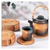 6-Piece Round Woven Rattan Coaster Set, 10 cm Diameter view 3
