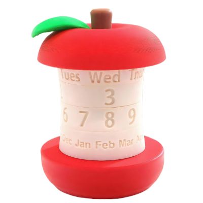 Perpetual Red Fruit-Pit-Shaped Rotating Desktop Calendar