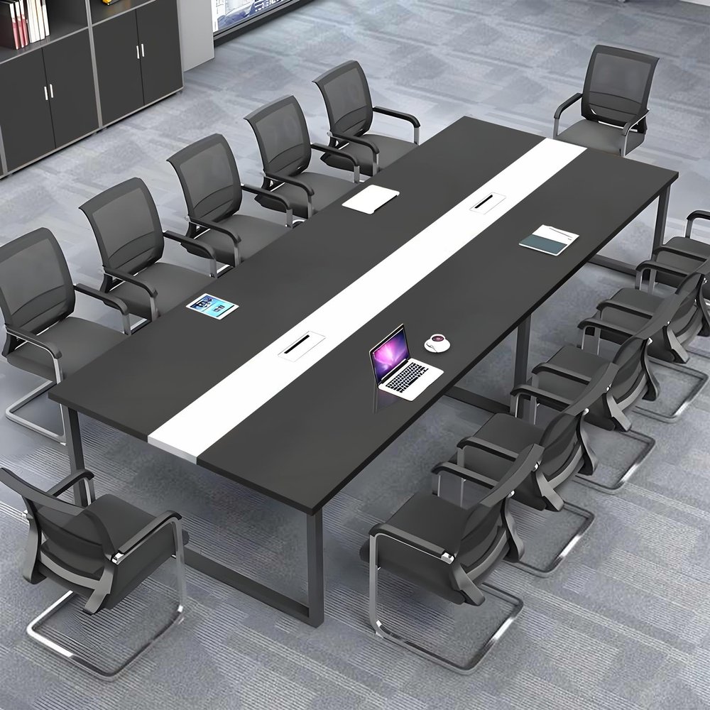 ZRBDDEF Large Office Conference Table with Cable Management, for 8–12 People (Chairs Not Included)