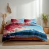Generic Blue Bedding Set 135 x 200 cm, Microfiber Duvet Cover with Zipper, Anime-Style Mount Fuji Cherry Blossoms, Reversible, Breathable, 2-Piece Set for Children view 2
