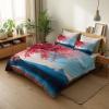 Generic Blue Bedding Set 135 x 200 cm, Microfiber Duvet Cover with Zipper, Anime-Style Mount Fuji Cherry Blossoms, Reversible, Breathable, 2-Piece Set for Children view 4