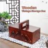 Portable Folding Wooden Sewing Box Organizer with Compartments, Red view 2