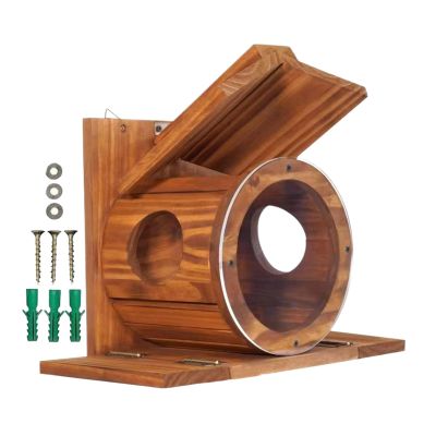 Wooden Squirrel Feeder House for Outdoor Areas