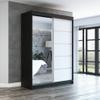A&J MöbelLand GAPI 2-Door Sliding Wardrobe with Mirrors, 180 cm, Black/White/White view 1
