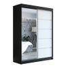 A&J MöbelLand GAPI 2-Door Sliding Wardrobe with Mirrors, 180 cm, Black/White/White view 3