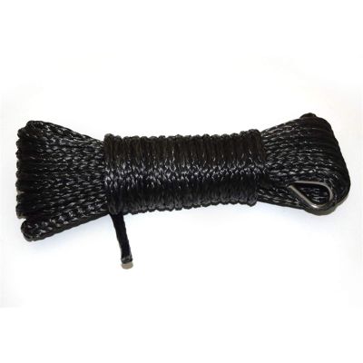 Black 1/4" x 50 ft Synthetic Winch Rope, ATV Winch Line, Kevlar Winch Cable, Warn Winch Rope, 6 mm
