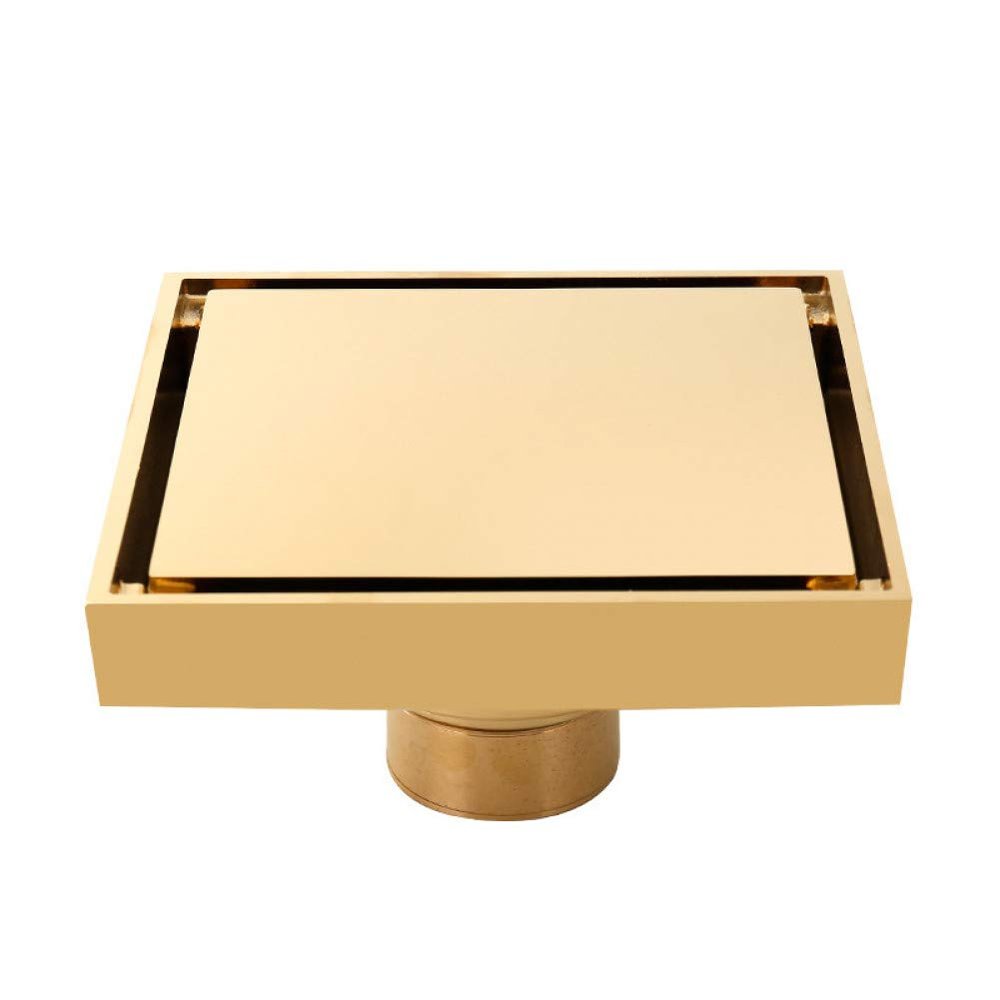 YGDLUCK Floor Drain, Brass, Gold/Rose Gold/Silver Finish, 120 x 120 mm Square Drain for Bathtubs and Showers
