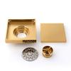 YGDLUCK Floor Drain, Brass, Gold/Rose Gold/Silver Finish, 120 x 120 mm Square Drain for Bathtubs and Showers view 2
