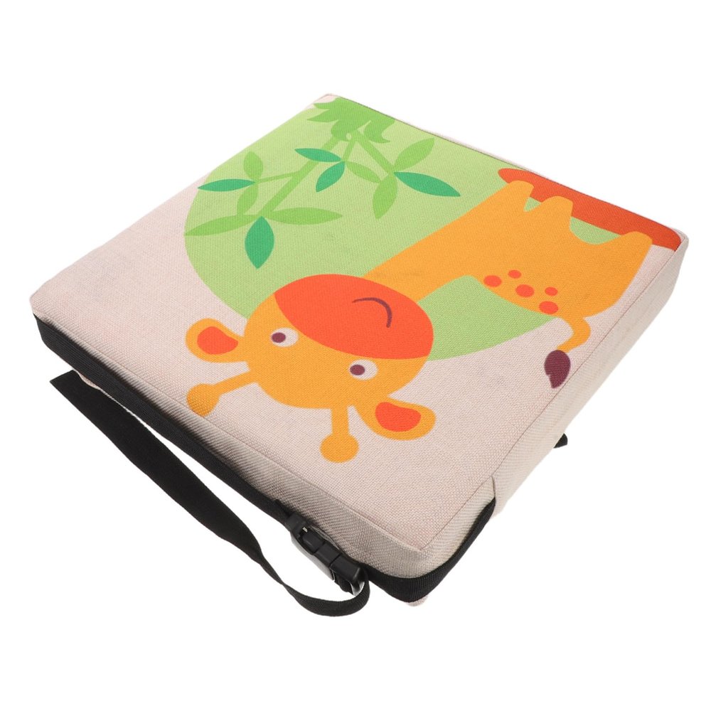 Children's Chair Booster Seat with Giraffe Motif, Straps, and Cushion