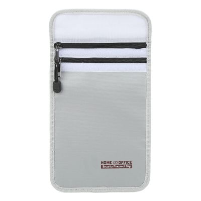 Fireproof Document Bag, Water-Resistant, Double Zipper, Gray