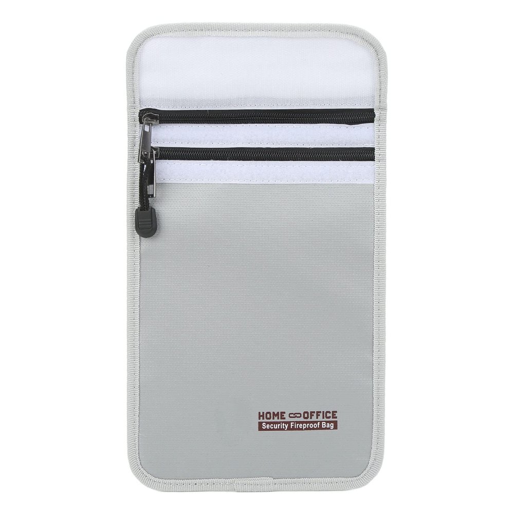 Fireproof Document Bag, Water-Resistant, Double Zipper, Gray