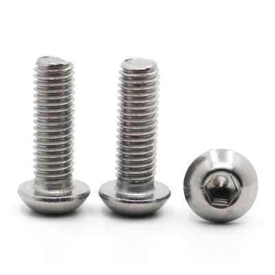 yaoqijie ISO 7380 M2–M8 Button Head Hex Socket Screws, 304 Stainless Steel or Black Grade 10.9