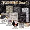 RENLXFI Faux Stone 3D PU Ceiling and Wall Panels, Cement Texture, Gray, 8 Pieces view 2