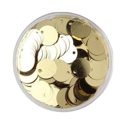 NIRNHYRUR Sequins 10 g for Creative Crafts, 10–30 mm Flat, Round, Loose PVC Sequins (Light Gold, 25 mm)