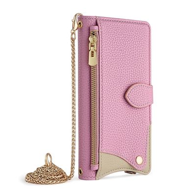Rfvzubemok Compatible with Vivo V19 Flip Kickstand Lanyard Zipper Wallet Phone Case, Pink