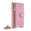 Rfvzubemok Compatible with Vivo V19 Flip Kickstand Lanyard Zipper Wallet Phone Case, Pink view 1