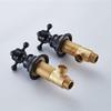 Black Wall-Mount Double-Handle Three-Hole Hot and Cold Basin Faucet for Traditional Bathrooms view 4