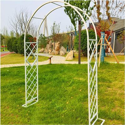 Fitlin Heavy-Duty Galvanized Steel Garden Arch Trellis, White, W140 x H230 cm