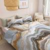 3-Piece Bedding Set 135 x 200 cm, Abstract Swirl Marble Reversible Microfiber Beige view 1