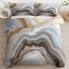 3-Piece Bedding Set 135 x 200 cm, Abstract Swirl Marble Reversible Microfiber Beige view 2