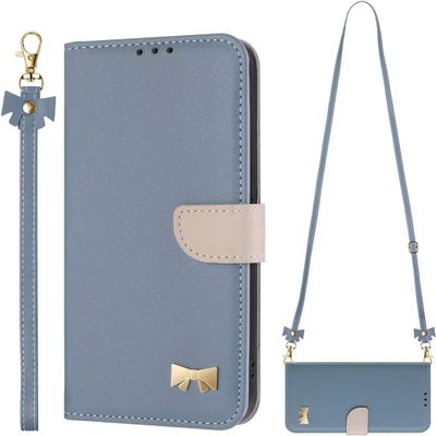 GoodcAcy Armor Wallet Case with Detachable Strap for Motorola Moto G86 Power, Light Blue