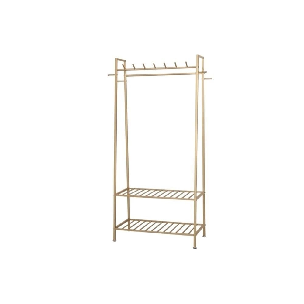 RYUQW3RE Freestanding Nordic Coat and Hat Rack with Shelf, Gold, L