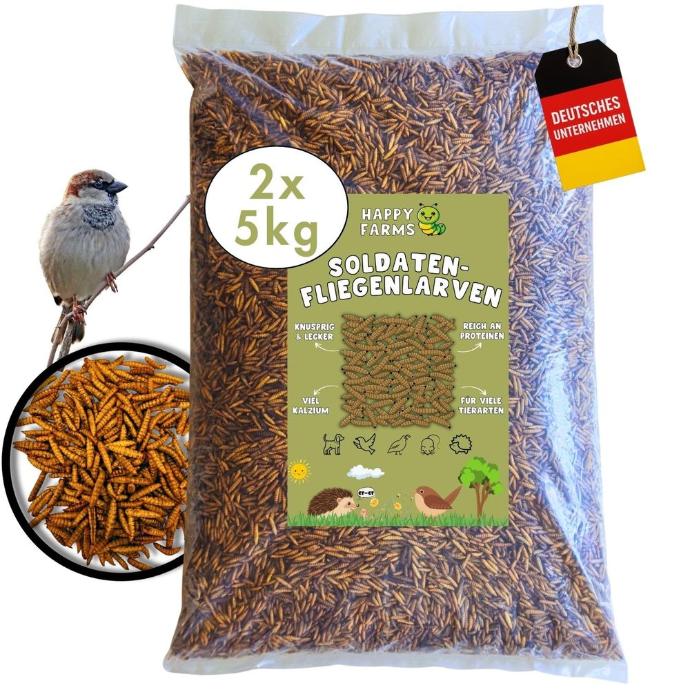 Dried Black Soldier Fly Larvae, 10 kg, for Wild Birds, Chickens & Hedgehogs