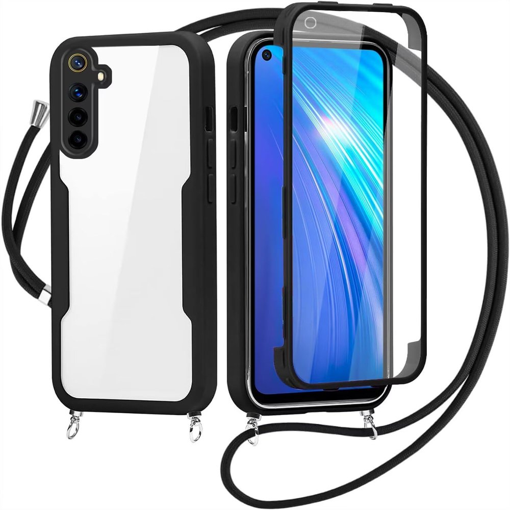 GoodcAcy 360° Phone Case with Lanyard for OPPO Realme 6, Black