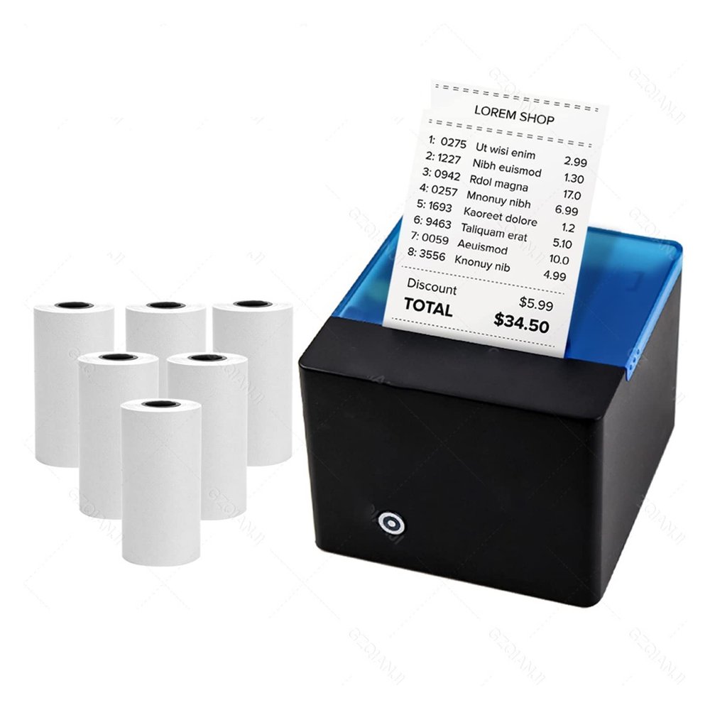 YHNNH 58 mm Receipt Printer, Desktop Cashier POS Printer, USB/Bluetooth, 6 Rolls
