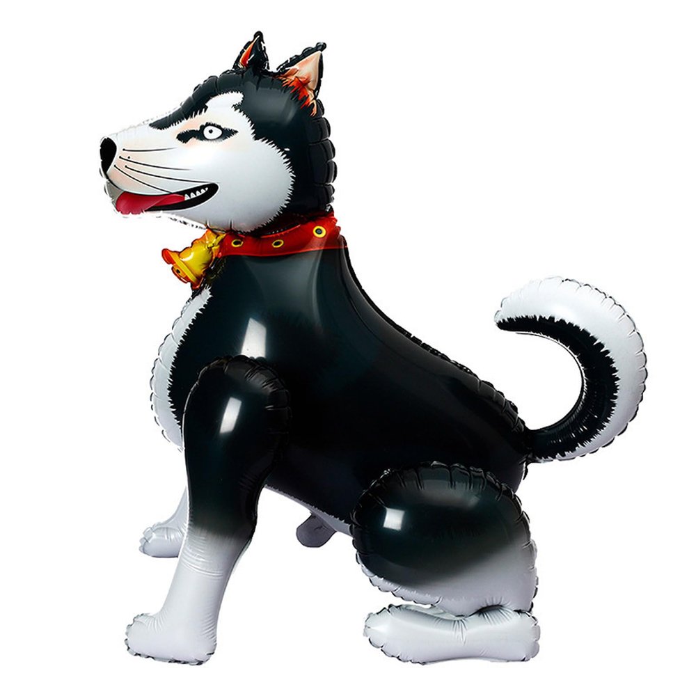 Ovanda Husky Dog Foil Balloon, Standing 3D Animal Balloon for Birthday Party Decor