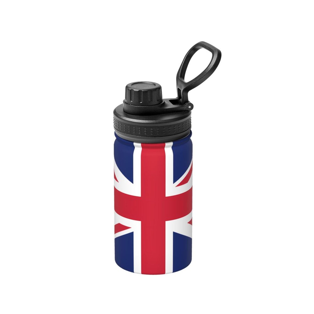 FDGBNM Insulated Bottle with British Flag, 340 mL, Double-Walled, Leakproof, Sweat-Free