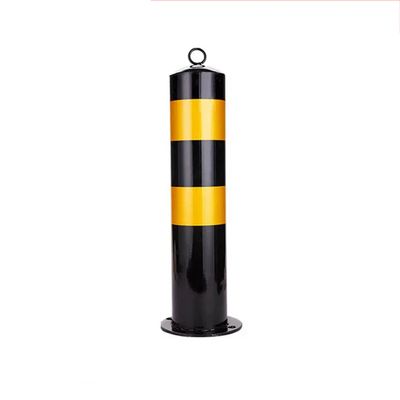 Steel Safety Parking Bollard, Bottom-Mount Vehicle Barrier with Chain Bolt