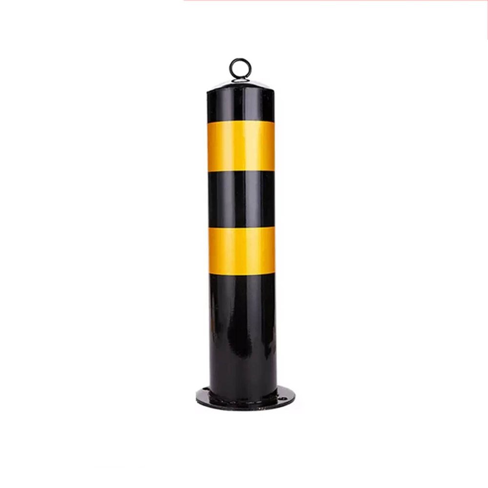 Steel Safety Parking Bollard, Bottom-Mount Vehicle Barrier with Chain Bolt