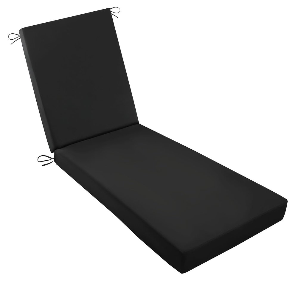 YFHT Waterproof Sun Lounger Cushion with Straps, Weather-Resistant Outdoor Pad, Black, 193 x 58 x 10 cm