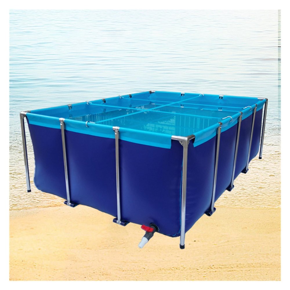 Generic Durable 1.5 m x 1 m x 0.6 m PVC Fish Pond Frame, Outdoor Aquaculture Tank for Koi Breeding and Garden Irrigation, Temporary Fish-Farming Water Tank