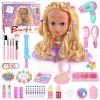 LumenVela Kids Styling Head Set, 66-Piece Washable Makeup and Hairstyling Doll Head with Accessories, Purple view 1