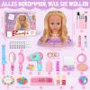 LumenVela Kids Styling Head Set, 66-Piece Washable Makeup and Hairstyling Doll Head with Accessories, Purple view 2
