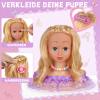 LumenVela Kids Styling Head Set, 66-Piece Washable Makeup and Hairstyling Doll Head with Accessories, Purple view 3