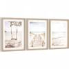 Novart Beach Wall Art with Frame for Living Room, Bedroom or Office, Beige Set of 3, N138135bR1 view 1