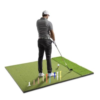 HSHBGS Golf Hitting Mat, 4x5 ft/5x5 ft, 9 Rubber Tees, 10 mm EVA Base, Indoor & Outdoor
