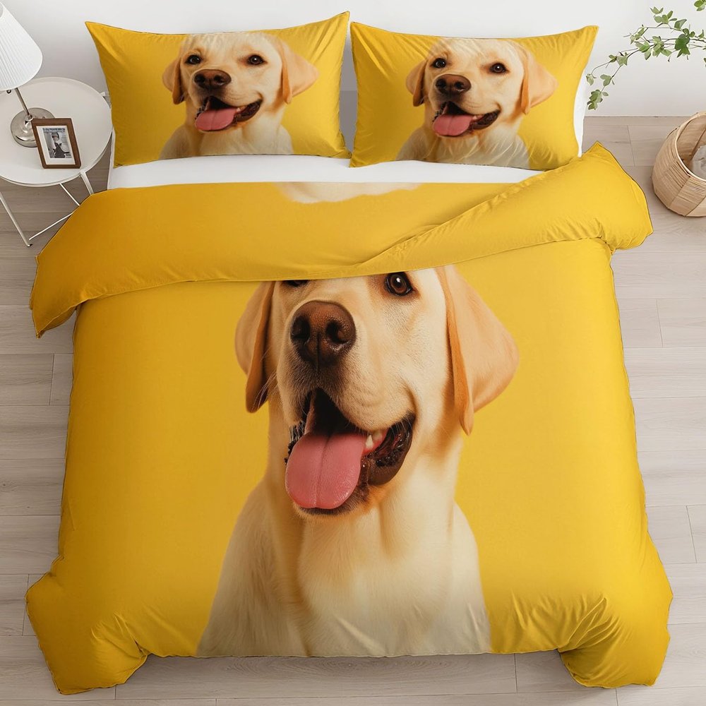 XCQHZYQ Labrador Retriever Yellow Duvet Cover Set, 180 x 200 cm, Kids