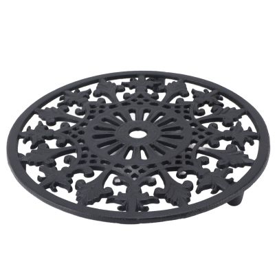 Round Vintage Cast Iron Trivet Hot Pot Holder for Kitchen
