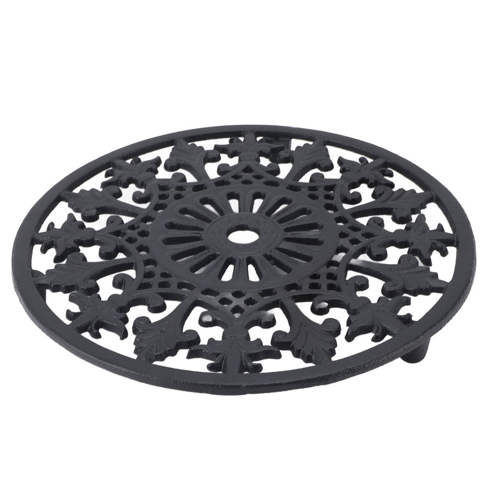 Round Vintage Cast Iron Trivet Hot Pot Holder for Kitchen