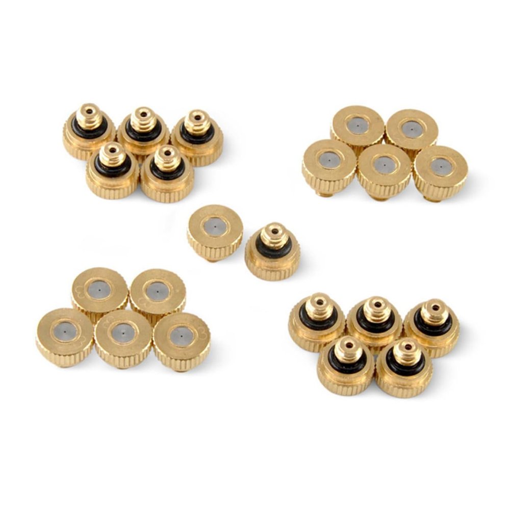 Brass Misting Nozzles, 32-Pack, 0.3 mm Opening, 10/24 and 3/16 Threads