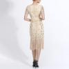 Generic Women's Long Evening Dress, 1920s V-Neck Flapper Dress with Short Sleeves and Fringe Hem view 4