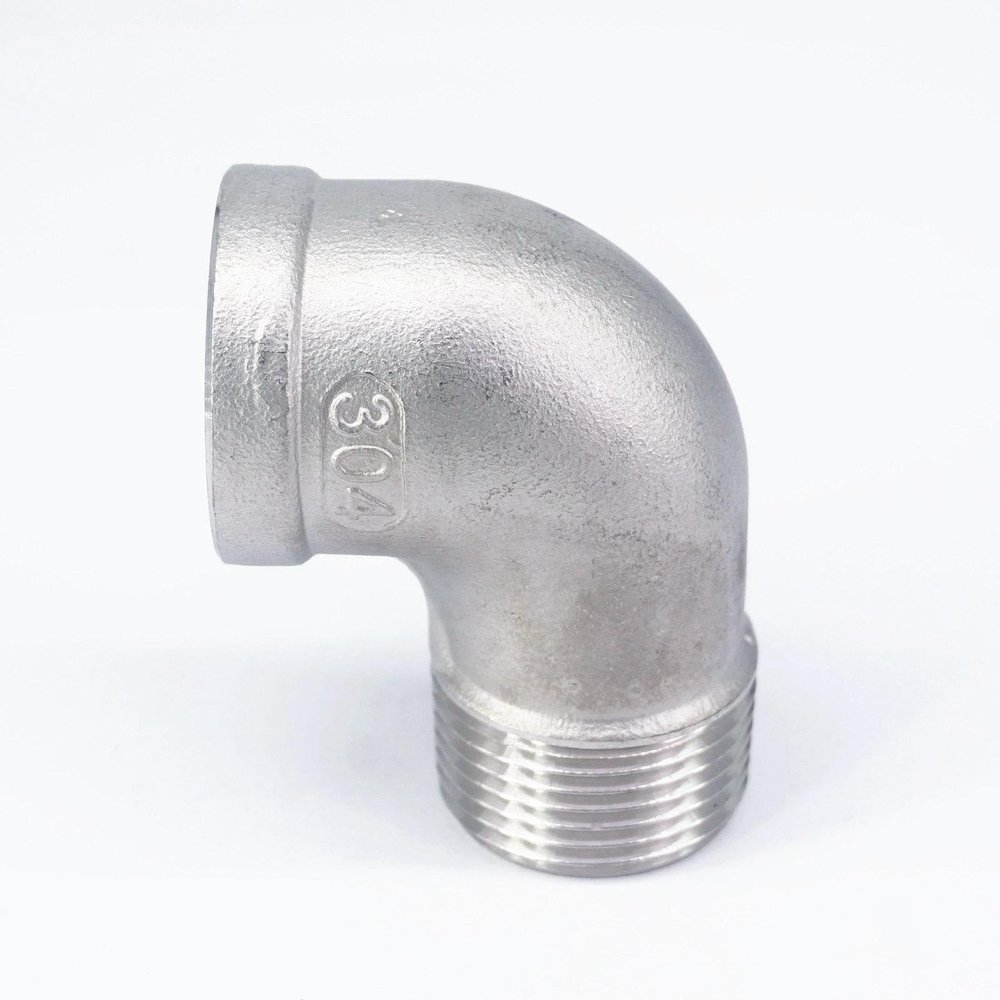 1" BSPP Female to BSPT Male 304 Stainless Steel 90° Elbow Connector Fitting, 230 PSI