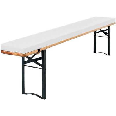 Padded Beer Bench Cushion for Beer Garden Sets, 190 x 28 x 3 cm, White