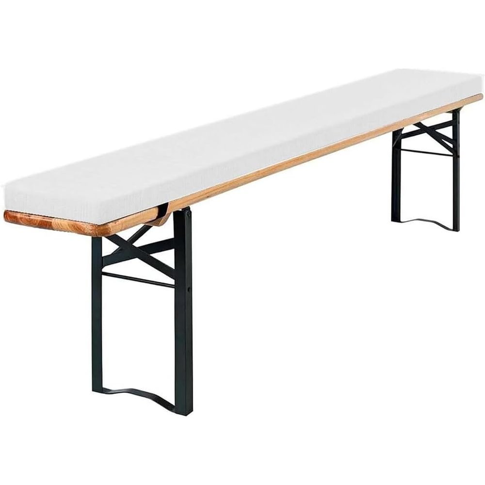 Padded Beer Bench Cushion for Beer Garden Sets, 190 x 28 x 3 cm, White