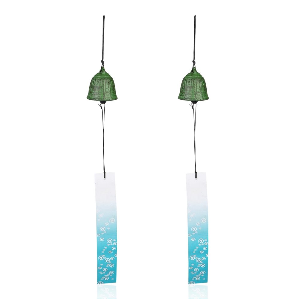 2-Piece Japanese Cast Iron Wind Chimes, Traditional Lucky Bells for Indoor or Outdoor Use
